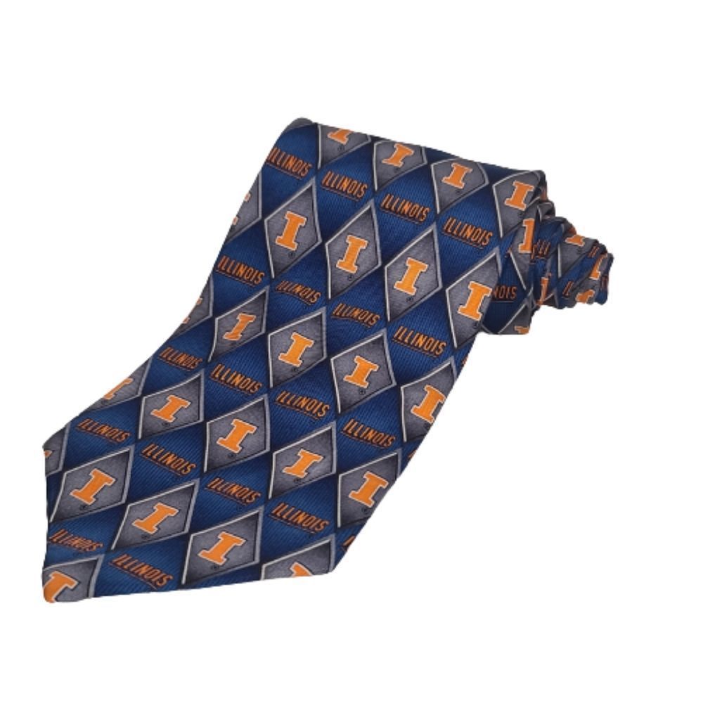 Eagle Neckwear Illinois Blue Orange Sport Logo 100% Silk Tie NWT